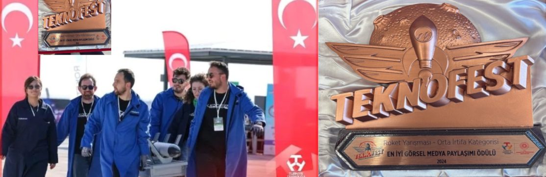 AKÜ Makine Mühendisliği Bölümünün Roket Takımı, Teknofest 2024 kapsamında yapılan Roket Fırlatışında Üçüncülük Ödülüne layık görüldü.